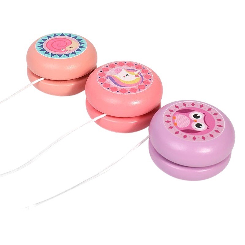 Lindo madera yo-yo niños dibujos animados animal fruta yo-yo yoyo bola puesto caliente juguete pequeño regalo