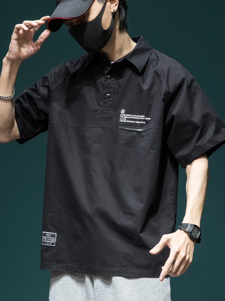 Camisas japonesas de trabajo masculinas de manga corta largas camisas de trabajo vintage americanas de media manga camisa