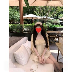 项天鹅er 一字肩抹胸连衣裙女2025秋季雪纺吊带a字裙无袖气质裙子