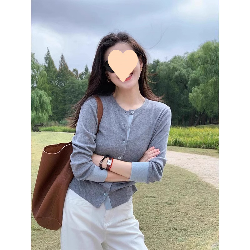 假两件短款开衫内搭毛衣外套女秋冬季新款小个子打底针织衫上衣|undefined