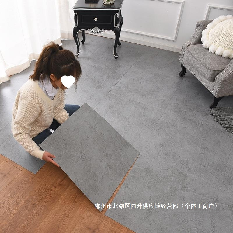 厂家直销灰色PVC地板贴自粘ins网红商用房间加厚耐磨卧室地面翻新