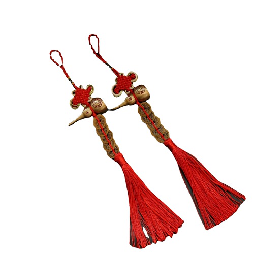 Chinese Knot Pure Copper Five Emperors Money Gourd Pendant Accessories Pendant Door-to-Door Home Car Hanging Auspicious Red Phnom Penh