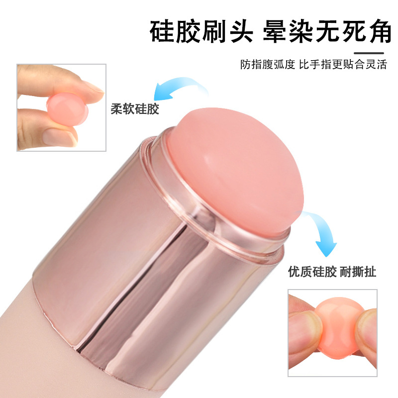 Manicura florece la herramienta de pegamento de palmaditas Cepillo de silicona Q punta elástica suave impresión en polvo multifuncional portátil con sello de tapa