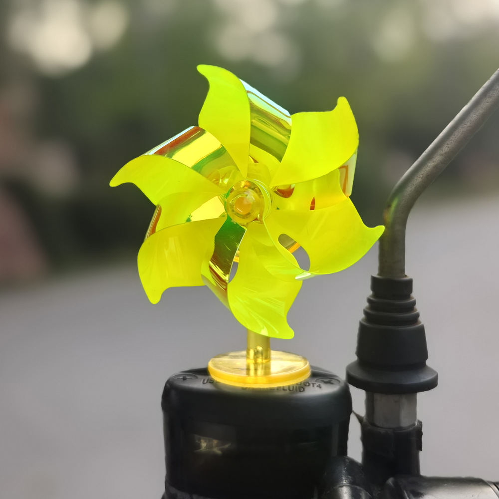 Vehículo eléctrico motocicleta energía eólica colorido pequeño molino de viento generación de energía eólica LED brillante decoración de automóviles decoración de automóviles
