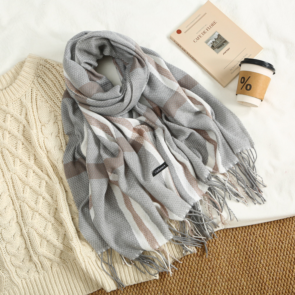 Sügis-talvine külmakindel ja soe narmastega sall. Moodne, lihtne ja mitmekülgne meeste ja naiste ruuduline pikk sall._voghion.com