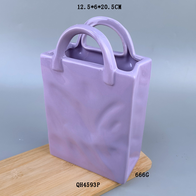 Dehua boca ancha creativo jarrón de cerámica sala de estar arreglo floral modelo de casa decoración de habitación decoración bolso flor al por mayor