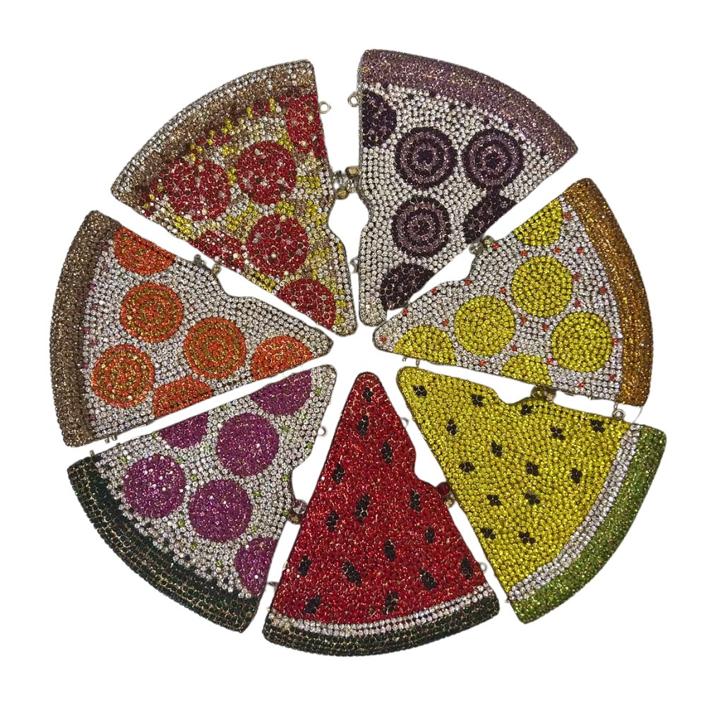 Pizza Diamond Clutch nuevo paquete de cena de diamantes de pizza de banquete de diamantes de mano bolsas de chicas