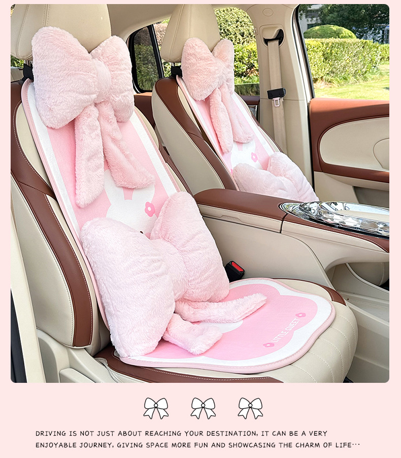 Blue Rain Car Headrest Waist Cute Comfortable Car Neck Pillow Plush Warm Bow Seat Waist Pillow Pillow
