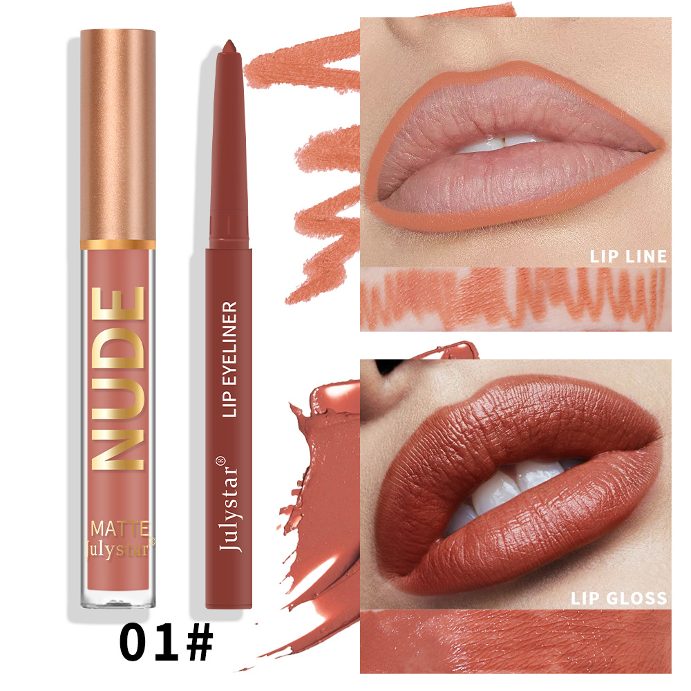 Julystar Makeup bestseller Non-stick cup mouth red pen Cross-border European and American waterproof long-lasting matte lip gloss lip liner pen undefined