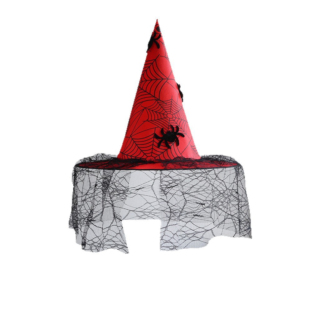 Sombrero de bruja transfronterizo Halloween maquillaje baile vestido telaraña sombrero de bruja tocado de encaje hilos sombrero de bruja