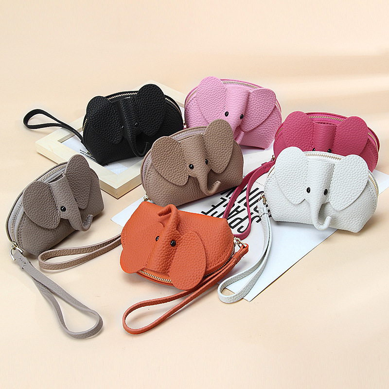 Japanese Creative ins Style Cute Elephant Zipper Small Purse Women's Fresh and Small Genuine Leather Coin Coin Purse Wholesale Japanese Creative ins Style Cute Elephant Zipper Small Purse Women's Fresh and Small Genuine Leather Coin Coin Purse Wholesale