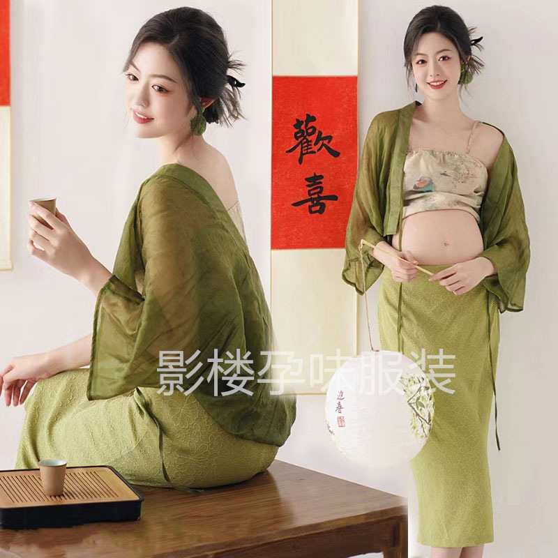 Studio theme maternity dress new Chinese Zen women's clothing National style temperament improved hanfu dress pregnant mummy photography clothing Studio theme maternity dress new Chinese Zen women's clothing National style temperament improved hanfu dress pregnant mummy photography clothing