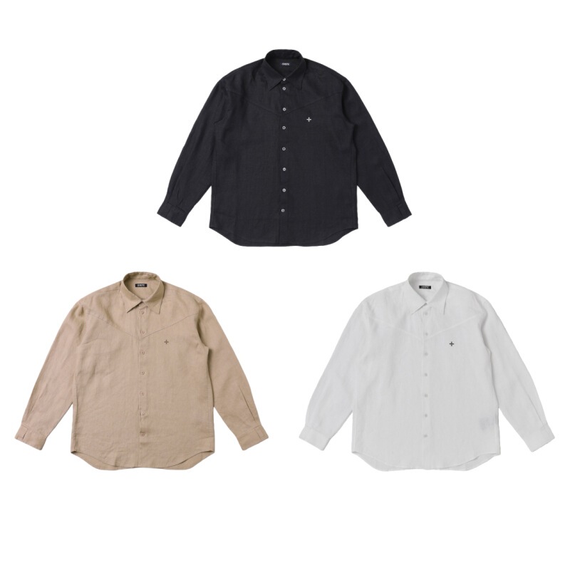 Smfk Cross-Pattern Shirt/Linen Celebrity-Style Casual Loose Solid Color Top