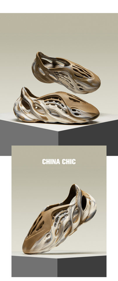 Dép sandal nam lỗ thoáng khí đế dày form tròn cỡ lớn đi biển mùa hè — Chú hề, Màu be cam rằn ri, Nâu xám rằn ri, Xanh lam nâu hồng chi tiết 20
