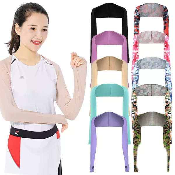 Sharetour Sun Protection Shawl Multifunctional Golf Ice Silk Sleeves Outdoor Motorcycle Riding Shoulder-Length Ice Sleeves