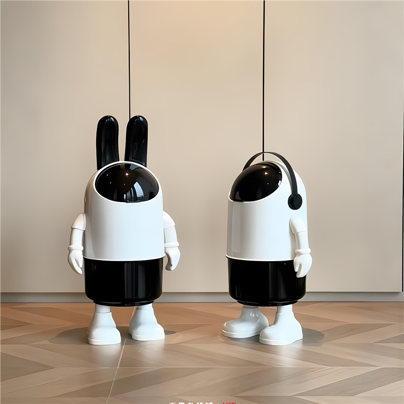 太空人垃圾桶家用高颜值客厅厕所卫生桶卧室创意大容量可翻盖纸篓