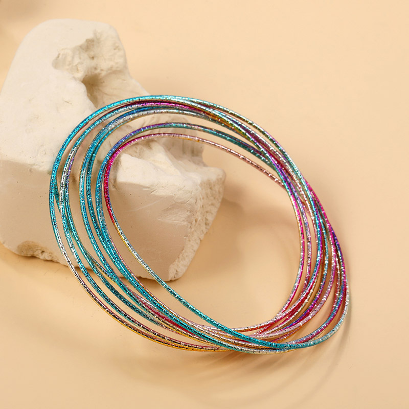 Simple Style Colorful Alloy Plating Bangle 1 Set display picture 3