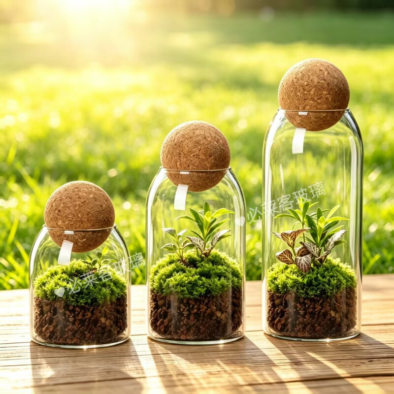 Micro-landscape moss ecological bottle, small fish tank, seaweed ball, transparent high borosilicate glass empty bottle, storage jar, DIY decoration Micro-landscape moss ecological bottle, small fish tank, seaweed ball, transparent high borosilicate glass empty bottle, storage jar, DIY decoration