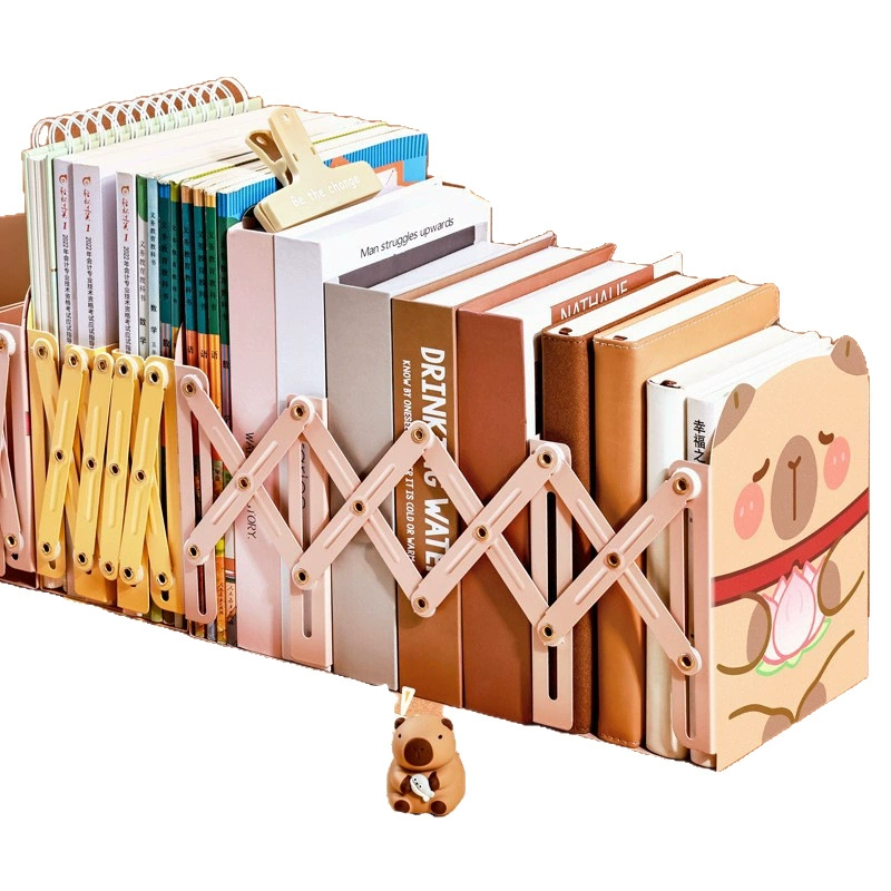  retractable metal bookend for students, folding bookshelf, office desk, book storage and organization artifact