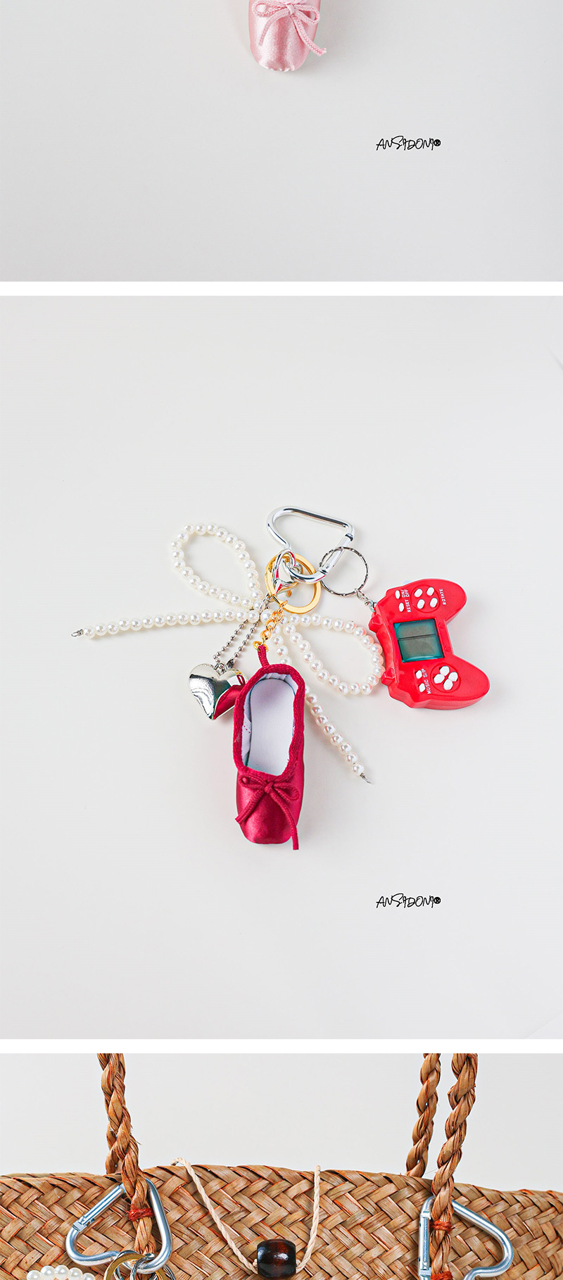 Simple Style Geometric Mixed Materials Unisex Bag Pendant Keychain display picture 2