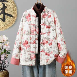 现货秋冬季新款棉袄女加厚保暖宽松大码棉衣棉服新中式棉花袄外套