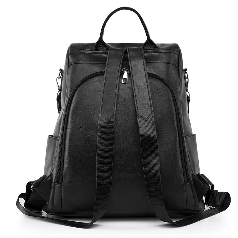 Comercio exterior al por mayor 2023 nueva mochila antirrobo para mujer PU moda hombro simple color sólido mochila de viaje de doble uso