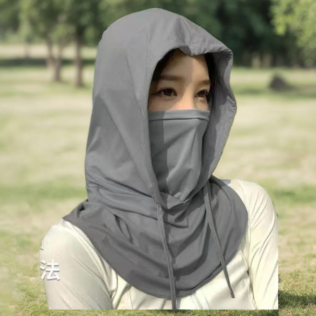 Breathable Mask Hat Integrated Neck Protection Full Face UV Protection Riding Headgear Cover Ice Silk Scarf Men's Neck