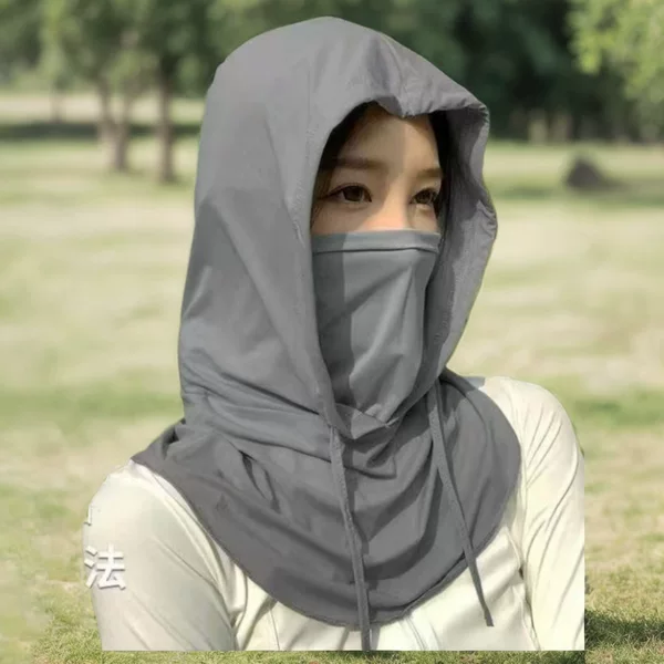 Breathable Mask Hat Integrated Neck Protection Full Face UV Protection Riding Headgear Cover Ice Silk Scarf Men's Neck