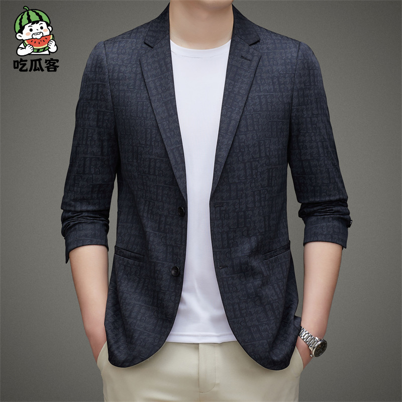 2023 Spring New Men's Suit Young and Middle-aged Fashionable Casual Thin Slim-fit Two-button One-piece Suit Jacket
