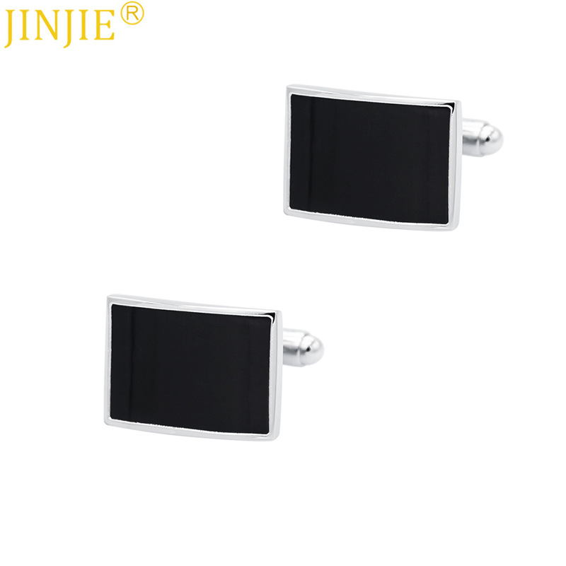 Spot classic business rectangular black enamel metal cufflinks foreign trade Men's French shirt cufflinks wholesale