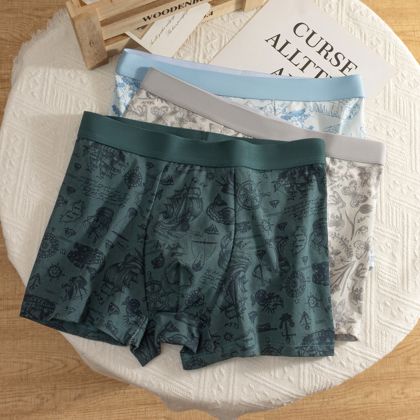 Explosión de la nueva ropa interior china de hombre algodón 7A, seda de morera antibacteriana, entrepierna transpirable y cómodas pantalones de cuatro hombres al por mayor