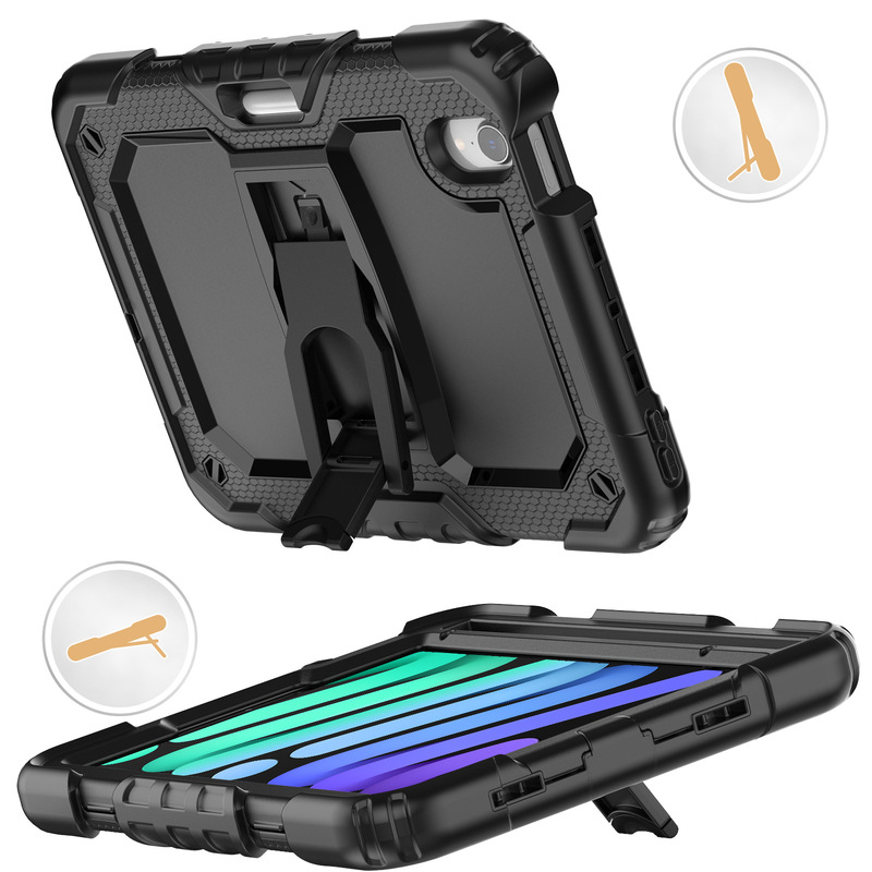 Suitable for iPad Mini6 7, Contrasting Color Silicone A17Pro Strap Tablet Case, iPad Stand, Anti-Fall Protective Case Suitable for iPad Mini6 7, Contrasting Color Silicone A17Pro Strap Tablet Case, iPad Stand, Anti-Fall Protective Case