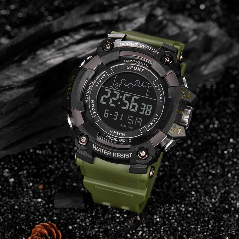 Cross-Border moda versátil multifuncional reloj electrónico tendencia de los deportes de los hombres gran dial LED reloj digital electrónico