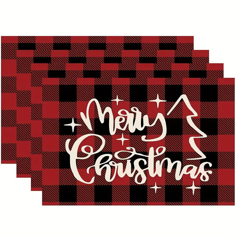 Transfronterizos lino almohadilla de mesa Aliexpress TEMU Amazon almohadilla de mesa cuadrada búfalo rojo almohadilla de Navidad Día de la Independencia