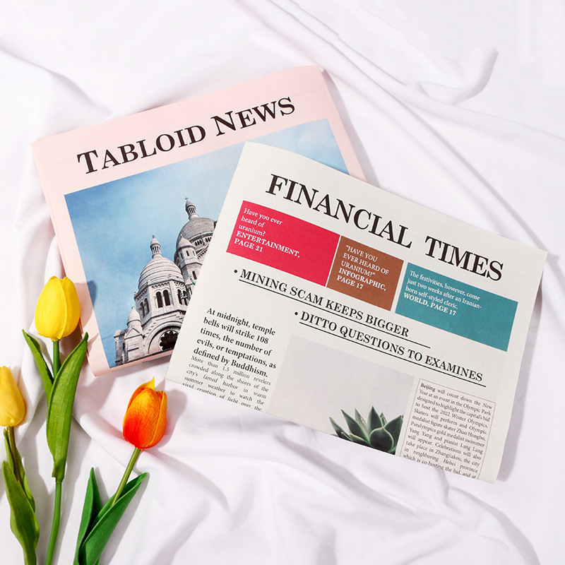 ins Pink Newspaper Foreign Language Newspaper Style Retro Old English Newspaper Shooting Props Foreign Newspaper Photo Paper