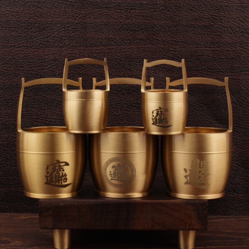 Brass a bucket of gold small bucket ornaments small silver ingot container creative crafts a bucket of gold ornaments to attract wealth into the treasure bucket