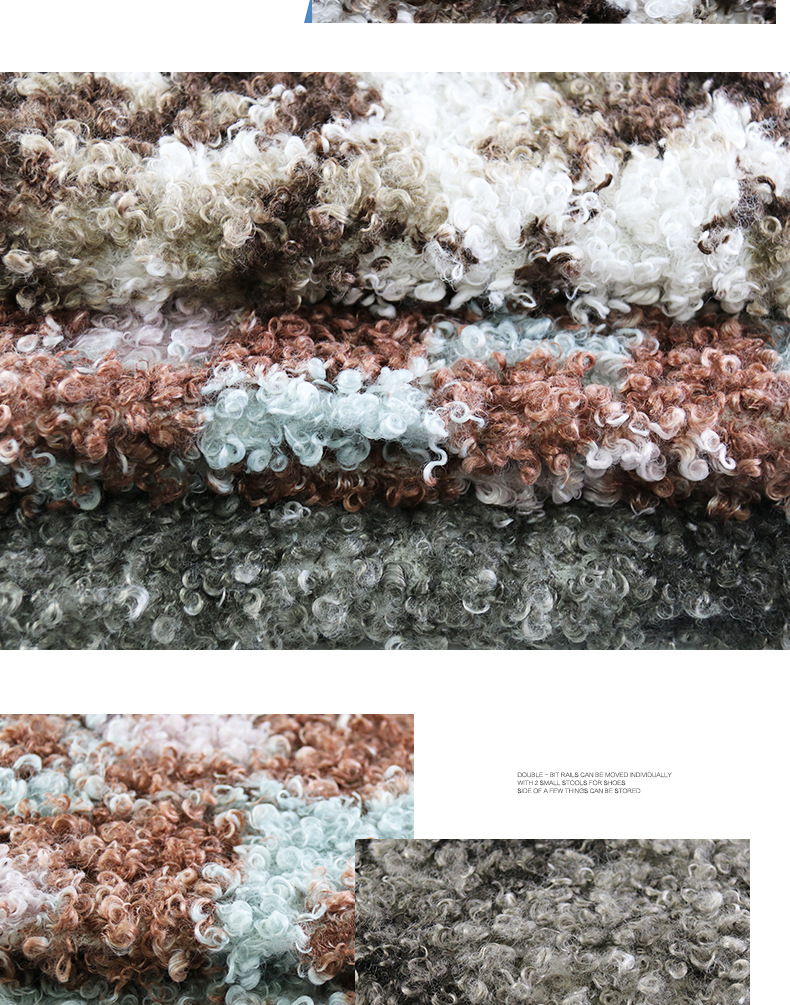 厂家出售印花大羊卷长毛仿羊圈绒布料服装外套玩具颗粒绒面料批发