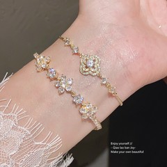 超闪锆石花朵时尚简约手链复古ins小众气质手环轻奢高级感手饰女