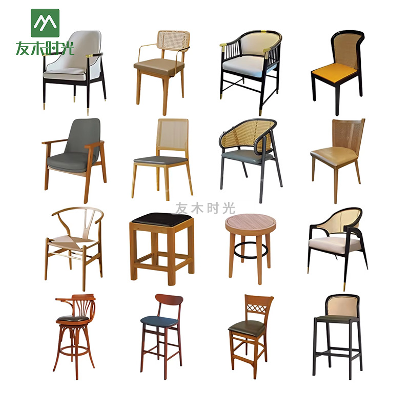 Restaurant Tables and Chairs, Commercial Noodle Shop, Canteen Dining Tables and Chairs, Snack and Milk Tea Shop Solid Wood Chairs, Cafe Table and Chair Set