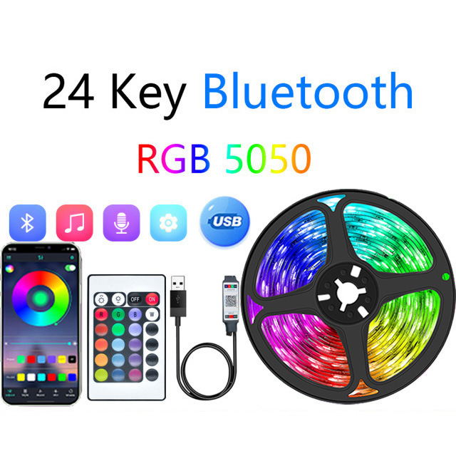 Kit de tiras de luz LED RGB de 5V inteligentes con control remoto wifi para mayoristas, tiras de luz coloridas para fondo de TV y luz de ambiente.