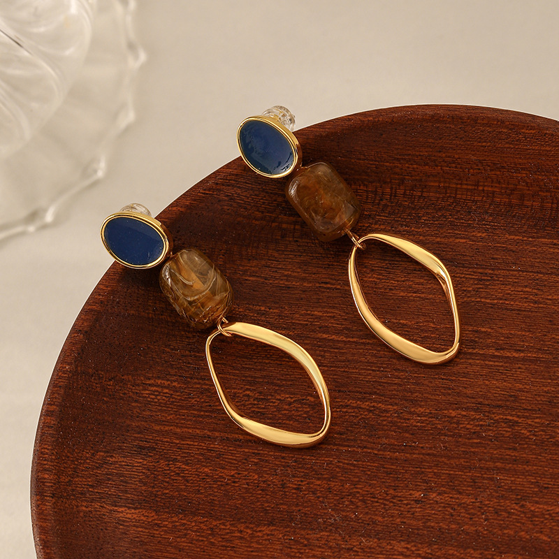retro matte long geometric elegant fashionable earrings