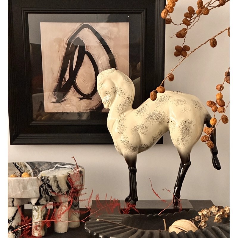 Oriental Zen New Chinese Style Han and Tang Horse Retro Song Horse Antique Sculpture Entrance Coffee Table Side Cabinet Ornament Decoration