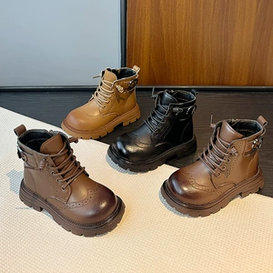 Martens, детские утепленные ретро короткие сапоги, ремень, демисезонная классическая универсальная удерживающая тепло пряжка подходит для мужчин и женщин
