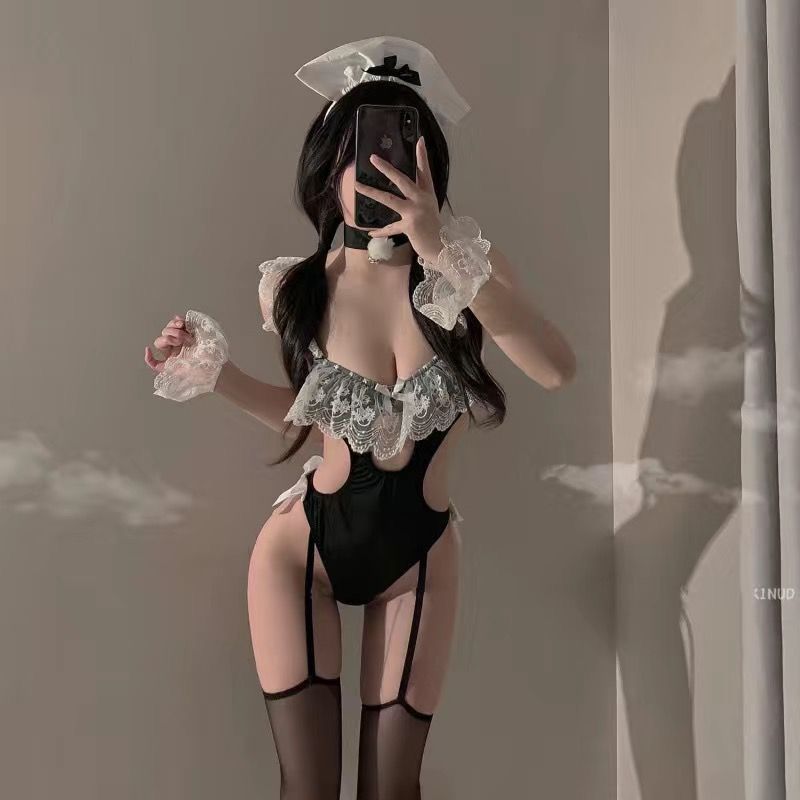 Sexy Lingerie, Pajamas, Sexy Maid, Pure Desire, Cute Jumpsuit, Lace Crotchless Passionate Maid Outfit