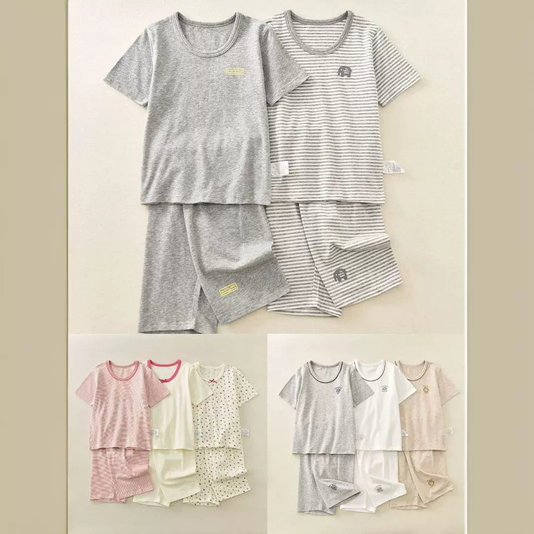 One-pack export Japanese children's home wear short-sleeved shorts suit ammonia cotton thin summer Four Seasons pajamas set