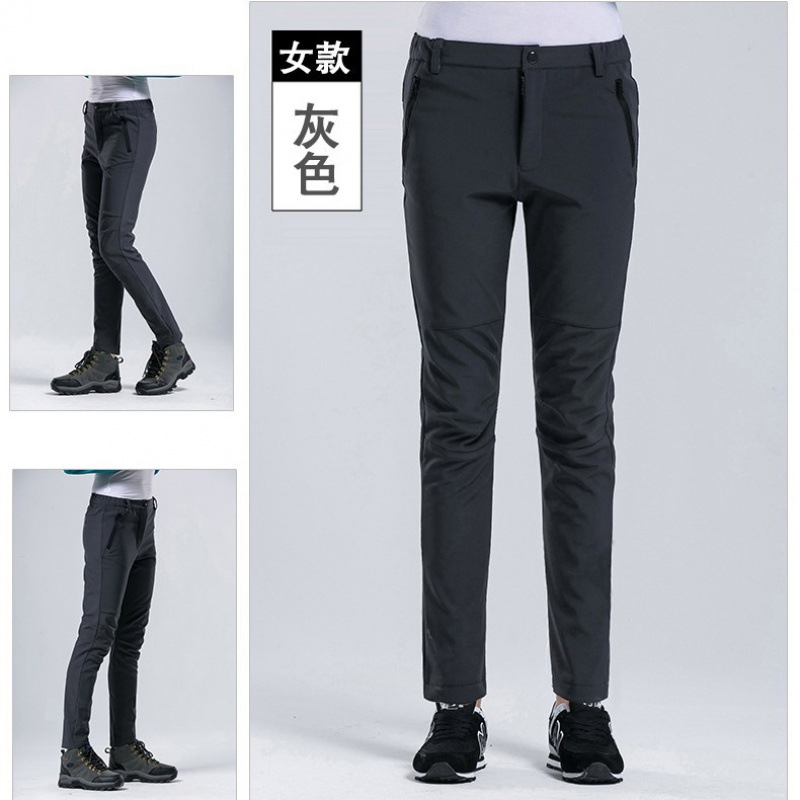 Wholesale In-Stock Softshell Pants, Durable, Warm, Thickened Fleece, Autumn and Winter Hiking Waterproof Windproof Women's Cold-Proof