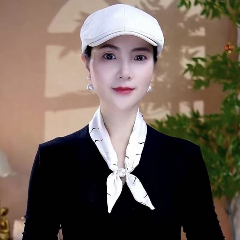 【冰丝缎珠珠蝴蝶结小丝巾】时尚百搭吸扣丝巾|undefined