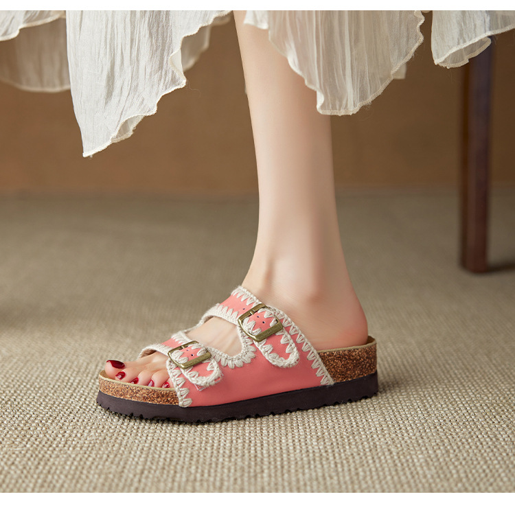 Sandal Birkenstock đế dày hở mũi quai thắt lưng cho nữ — đen chi tiết 12