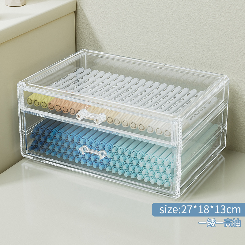 透明ペンボックス学生ユニバーサルデスクトップストレージ文具ペンホルダー厚みのあるアクリル引き出しデスク美術学生|undefined