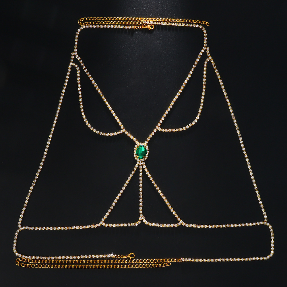 Fashion Geometric Alloy Plating Artificial Gemstones Body Chain